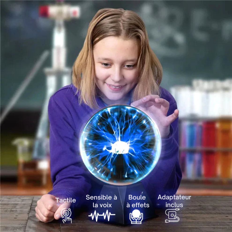 Boule Plasma 13 Cm - Lampe Décorative Réactive Au Toucher Et Au Son